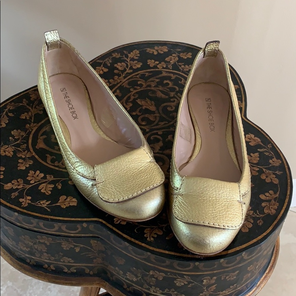 🔥☄️Italian Gold Leather Ballet Flats  37